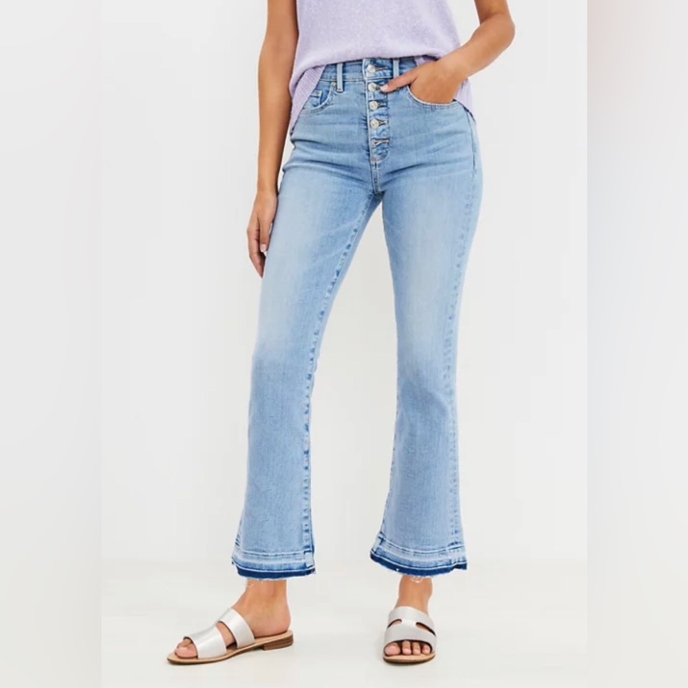 Loft Kick Crop High Rise Straight Jeans Sz 25P